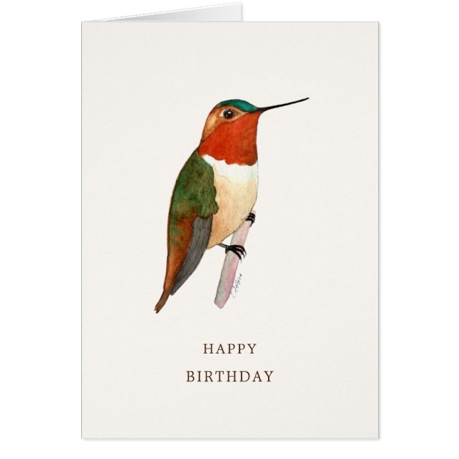 Rufous Hummingbird Birthday Card (Frente)