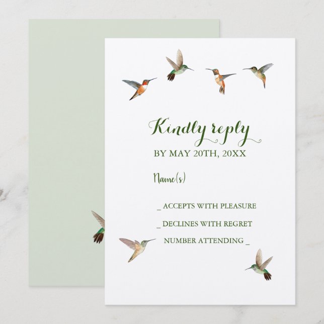 Rufous Hummingbirds Boda Invitación RSVP (Anverso / Reverso)