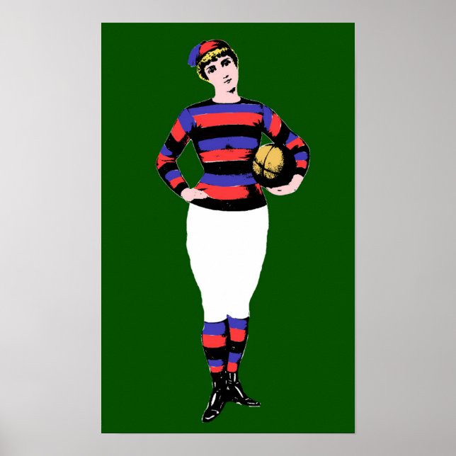 Rugby de mujer - Impresión de arte de rugby de épo (Frente)