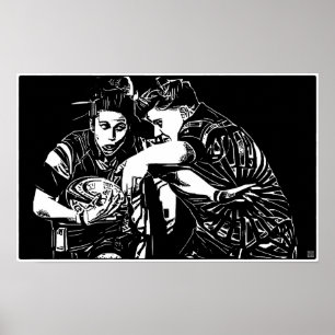 Rugby de mujer - Impresión de arte en bloques de m