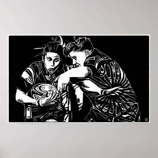 Rugby de mujer - Impresión de arte en bloques de m (Frente)