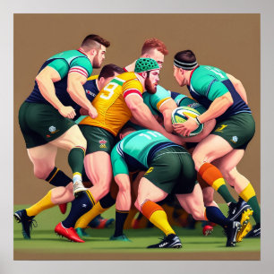 Rugby Jugadores Arte Imprimir