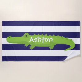 Rugby Stripes Alligator Toalla de Playa Personaliz