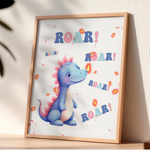 ¡Rugido! Arte de pared de vivero de dinosaurio en 