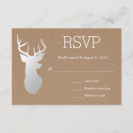 Ruido Kraft Papel plateado Antler Wedding RSVP