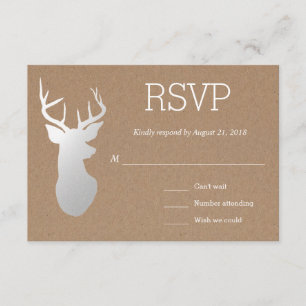 Ruido Kraft Papel plateado Antler Wedding RSVP