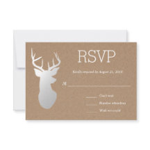 Ruido Kraft Papel plateado Antler Wedding RSVP