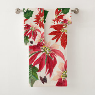 Ruido Rojo Acuarela Poinsettia Verdor Floral