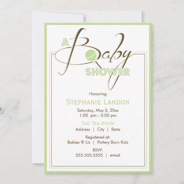 Ruido verde| Invitación Baby Shower (Anverso)