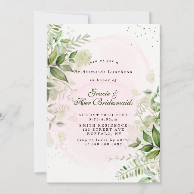 Ruidosas verdes Rubor Bridesmaids Luncheon (Anverso)