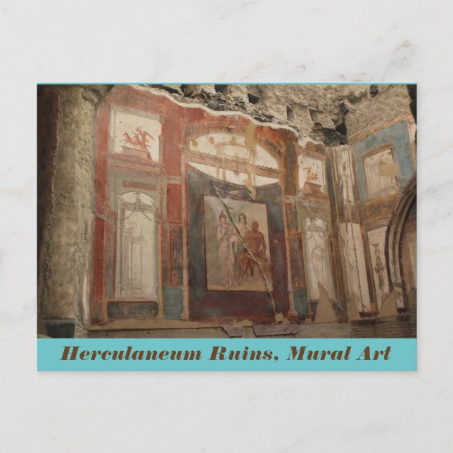 Ruinas Herculaneum, arte mural, postal italiana (Anverso)