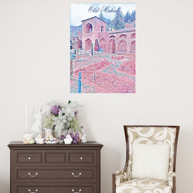 Ruinas históricas antiguas de Mahal Decoración de  (Old Mahal Architecture Historical Ruins Modern Art Poster)