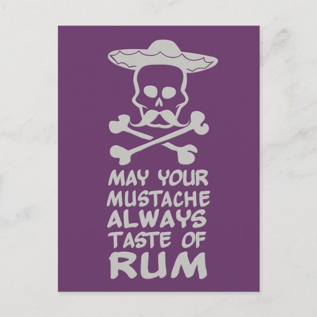 Rum Mustache color personalizado postal (Anverso)