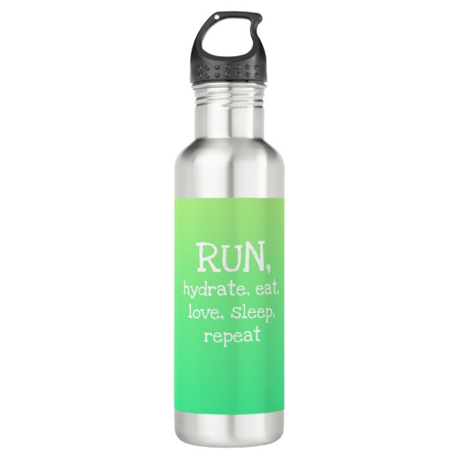 RUN, Hydrate, Comer, Amor... Botella de agua de ac (Anverso)