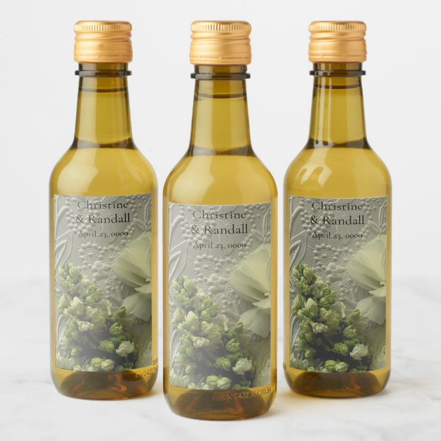 Runculus y lilatos blancos sobre papel texturado (Botellas)