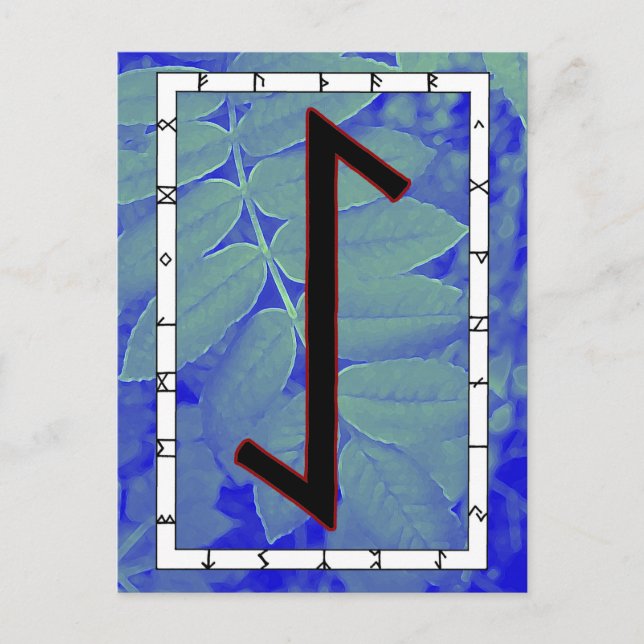 Rune Eihwaz – Postal de perseverancia centrada (Anverso)