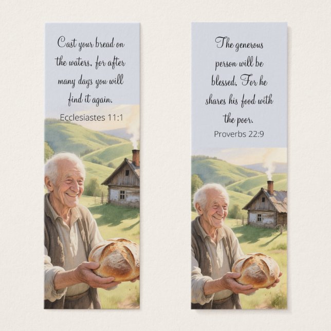 Rural landscape bookmark with motivating Bible (Anverso y reverso)