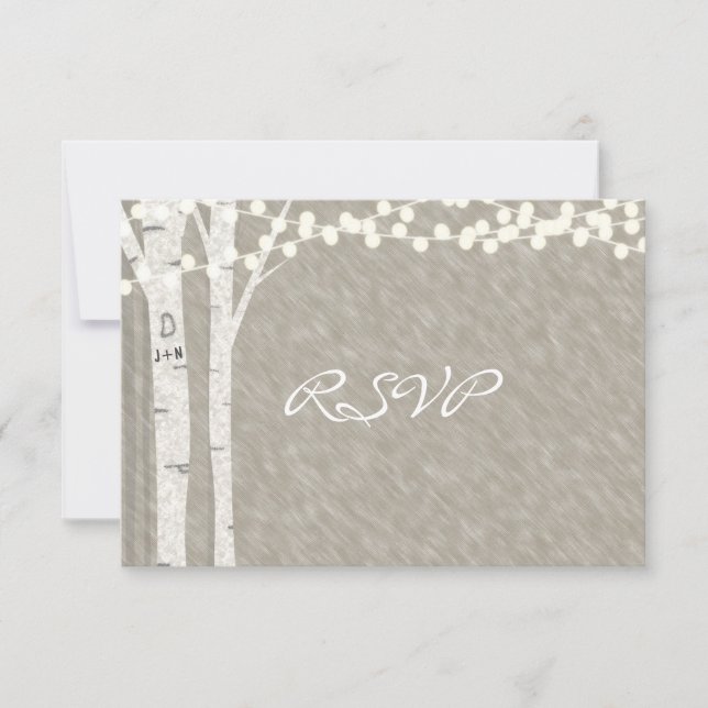 Rusch Birch Tree String ilumina la tarjeta RSVP (Anverso)