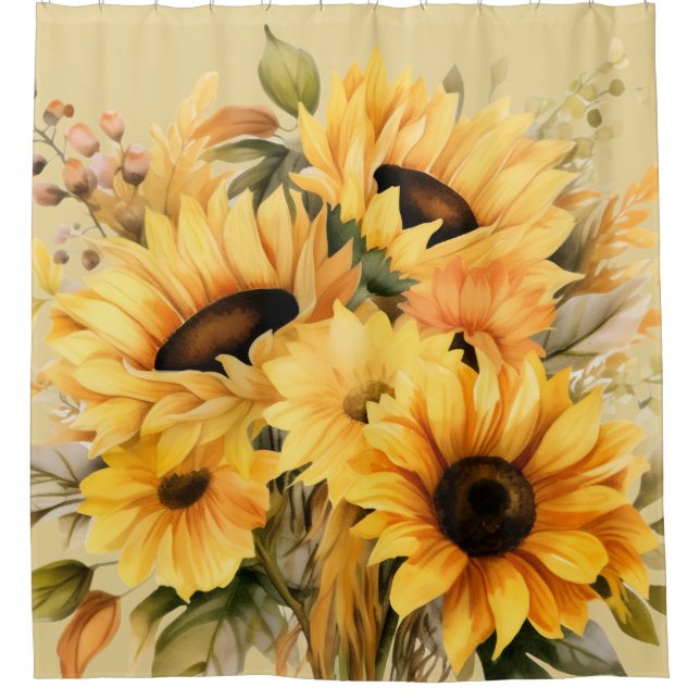 Rusia Country Americana Sunflower Shower Cortinas (Anverso)