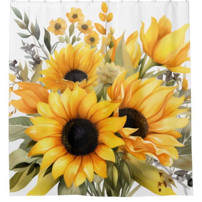 Rusia Country Americana Sunflower Shower Cortinas (Anverso)