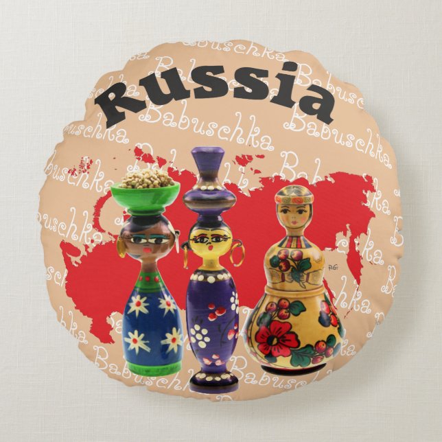 Rusia - Russia Babuschka Matrjoschka almohada - (Anverso)