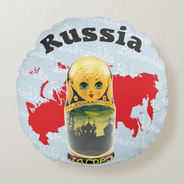 Rusia - Russia Babuschka Matrjoschka almohada - (Anverso)