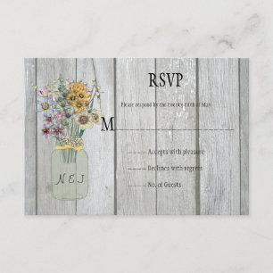 Rusn Barn Wood Mason Jar Wildflowers RSVP