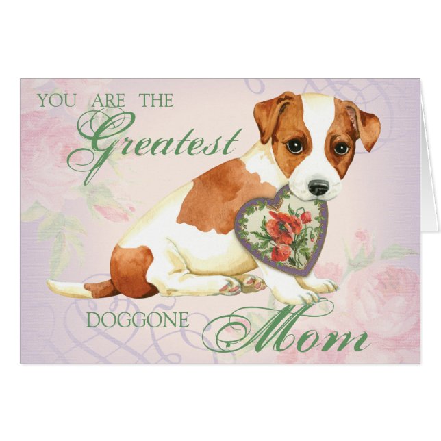 Russell Terrier Heart Mom Card (Anverso (Horizontal))