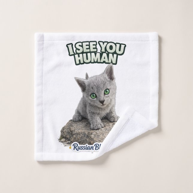 Russian Blue Cat Towel Set (Toallita)