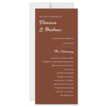 Rust Brown Elegant Moderant Boda Ceremony Card