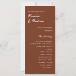 Rust Brown Elegant Moderant Boda Ceremony Card