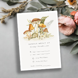 Rust Naranja Mushroom Fern Fauna Wedding Rsvp