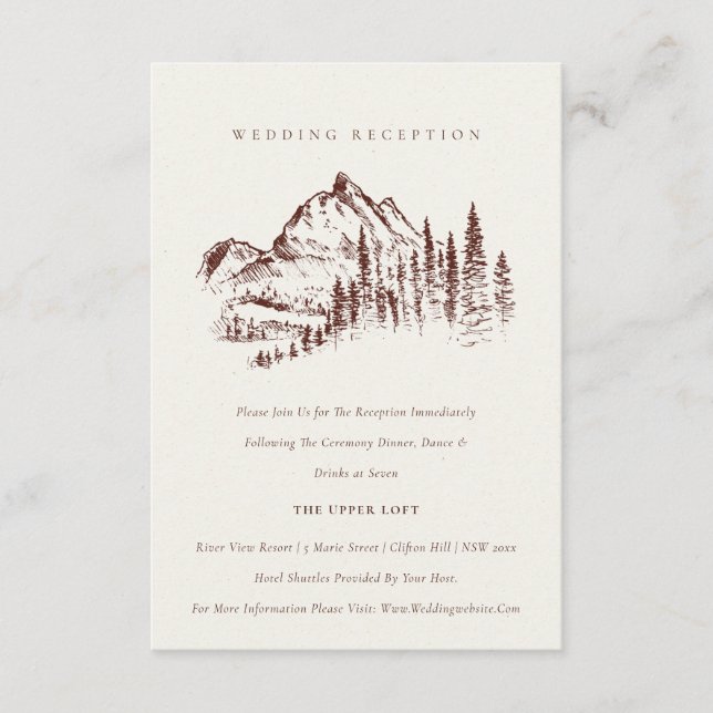 Rust Pine Woods Mountain Sketch Wedding Recepción (Anverso)