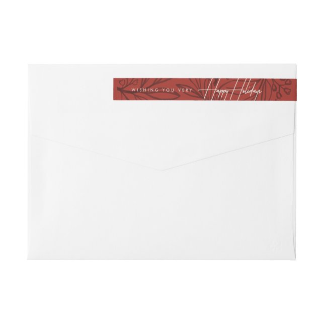 Rust Red Inked Boughes Happy Holidays Mail (Reverso)