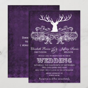 Rustic Antler, invitación a la boda de Deer Winter