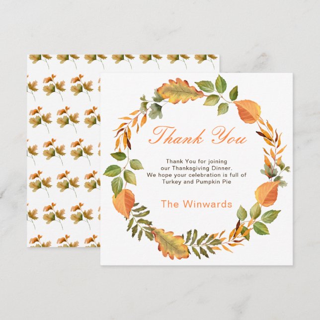 Rustic Autumn Fall Leaves Square Thanksgiving  (Anverso / Reverso)