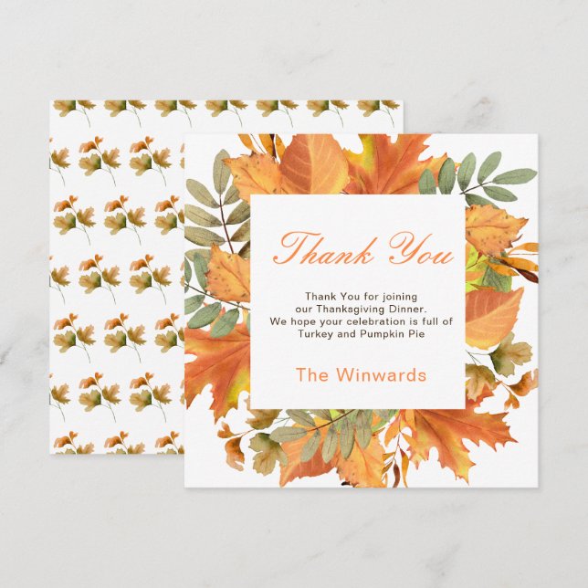 Rustic Autumn Fall Leaves Square Thanksgiving  (Anverso / Reverso)