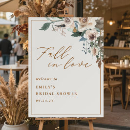 Rustic Autumn Floral Fall in Love Welcome Sign