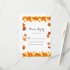 Rustic Autumn Leaves Wedding RSVP Card