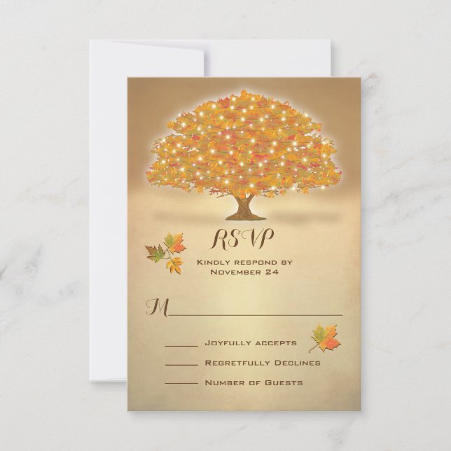 Rustic Autumn Tree RSVP con luces de trineo (Anverso)