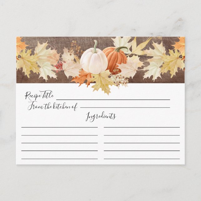 Rustic Autums deja la tarjeta de receta floral de  (Anverso)