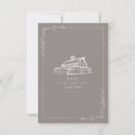 Rustic Barn Amethyst Grey Wedding RSVP