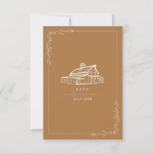 Rustic Barn Goldenrod Wedding RSVP