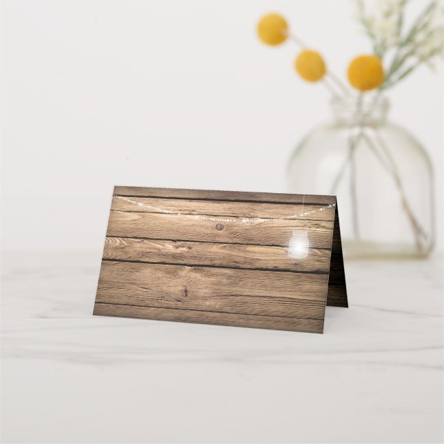 Rustic Barn Wood Mason Jar enciende tarjetas de lu (Anverso)