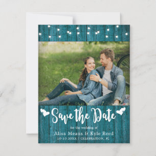 Rustic Barn Wood String Lights Photo Card