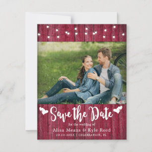 Rustic Barn Wood String Lights Photo Card