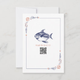 Rustic Beach Wedding Red & Blue Fish RSVP