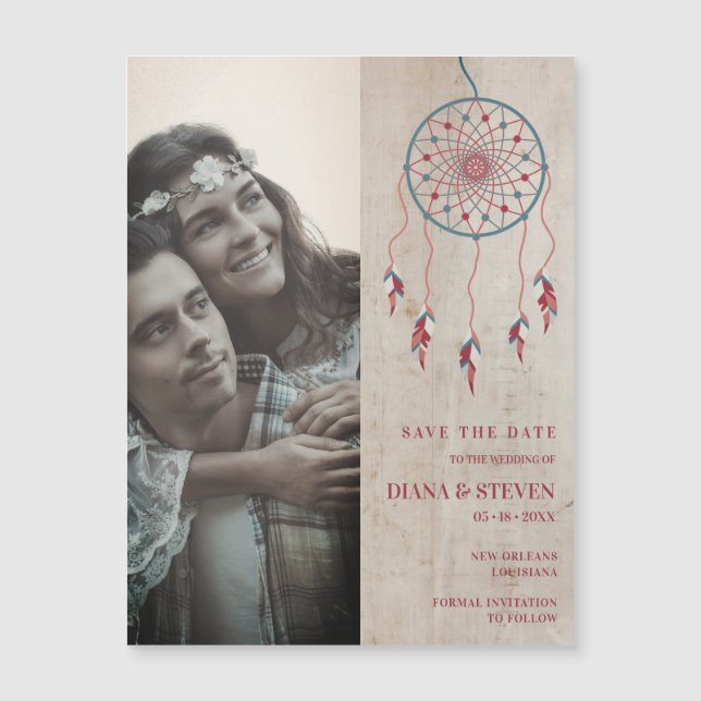Rustic Boho Dreamcatcher Photo Save the Date (Anverso)