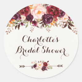 Rustic Boho Floral Bridal Shower Favor Pegatina Et