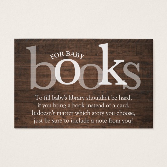 Rustic Bring a Book Request Card Baby Shower (Anverso)